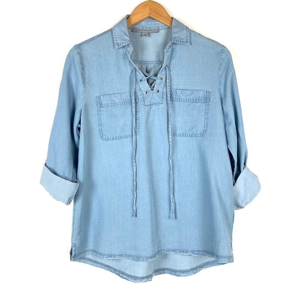Marc New York Andrew Marc Chambray Top Size Small